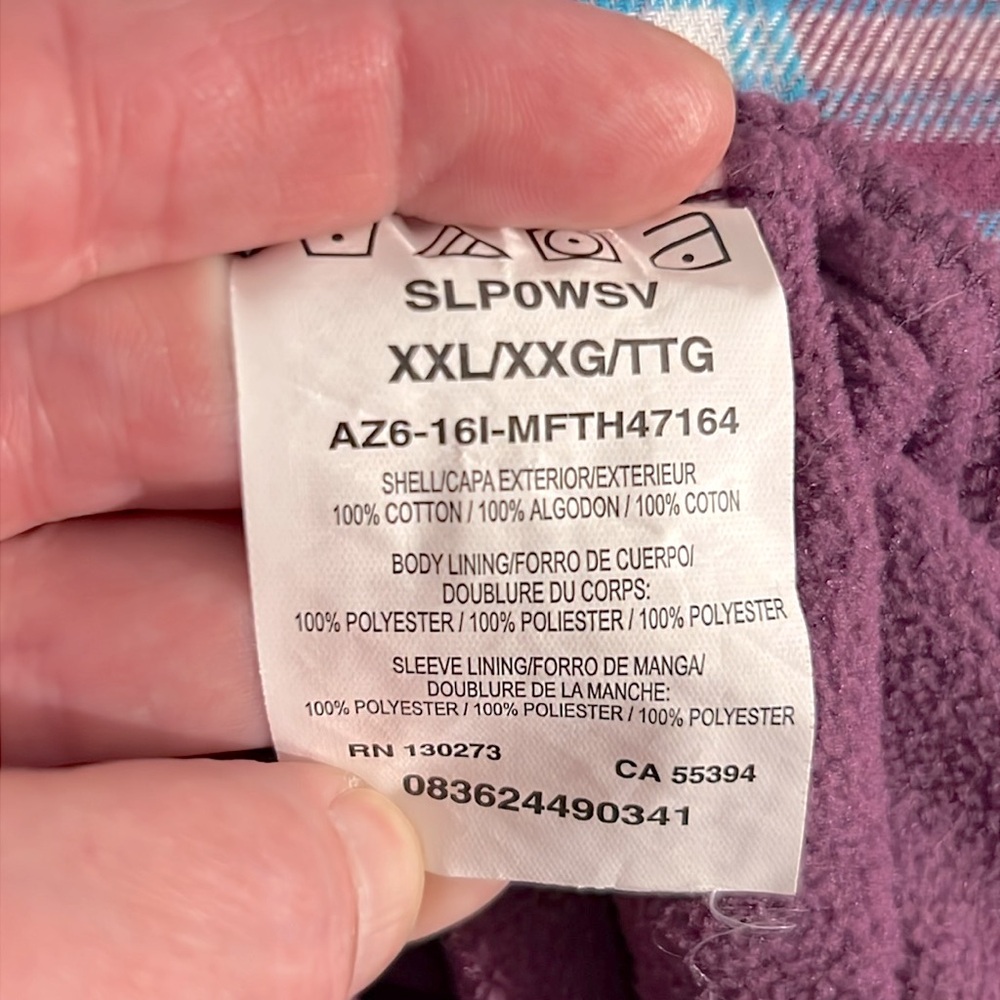 LEE RIDERS 🥾 THICK COTTON FAUX FLEECE SHERPA LINED PURPLE/BLUE PLAID SHIRT XXL - Picture 9 of 9